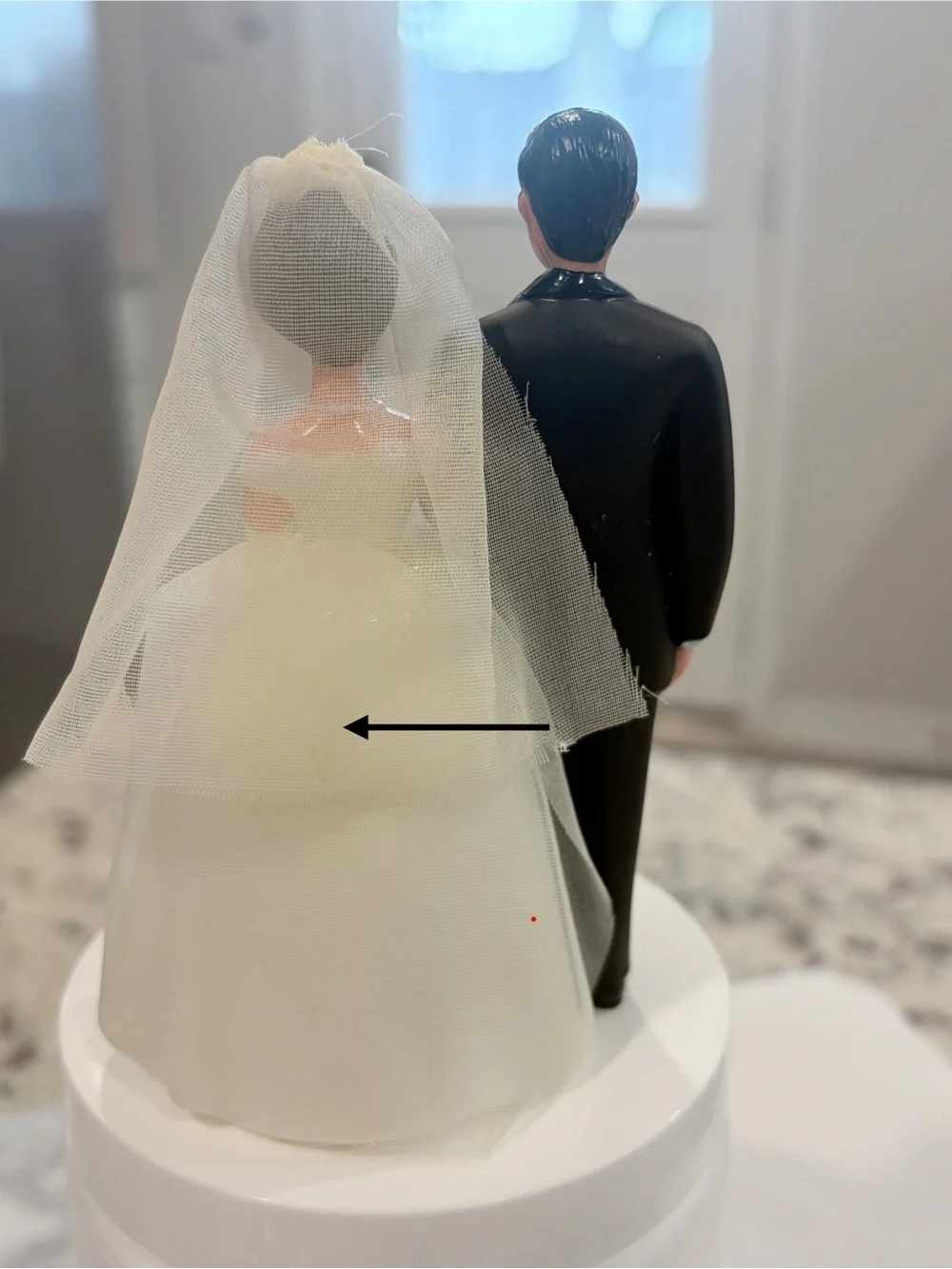 Vintage Wilton Bride & Groom Wedding Cake Topper Veil Plastic White Black 1988